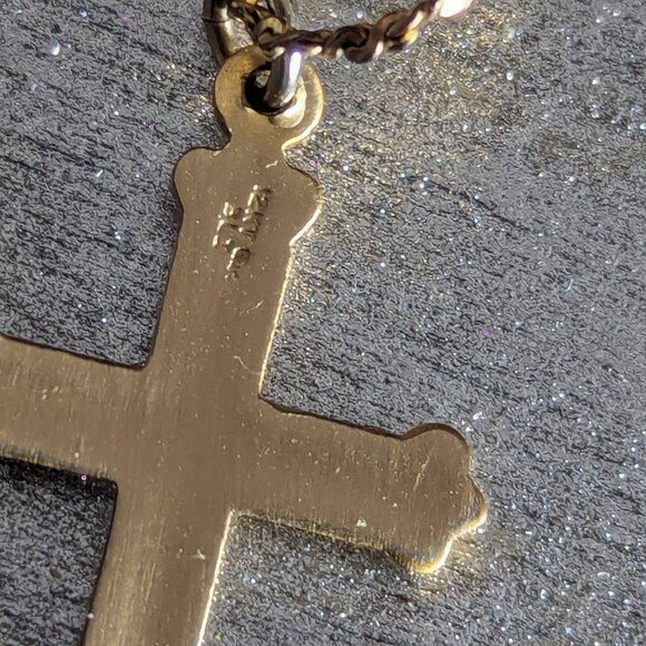 Antique Cross Necklace KIRNER's 12k Gold Filled Religious Faith Statement Signed - Picture 5 of 16